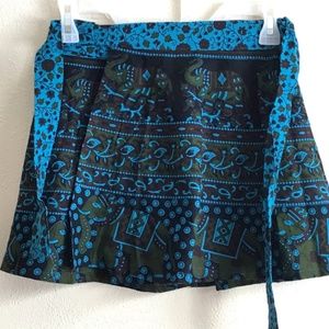 New Blue Green Elephant India new 100% cotton wrap SKIRT